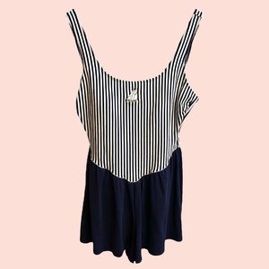 Nautical style swim shorts one piece swimsuit sz 8